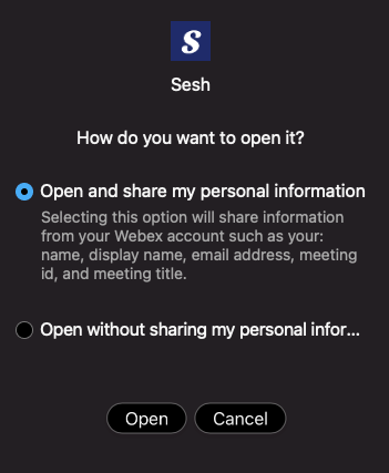 Authorize and open Sesh